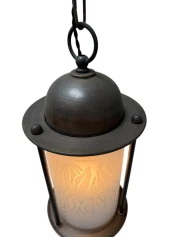 Patinated Brass Arts & Crafts Art Nouveau Lantern, 1900s